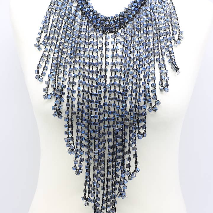 Jianhui London – wholesale Stora halsband – 6 x 6 Crystal Frans Halsband - Lång Tassle1