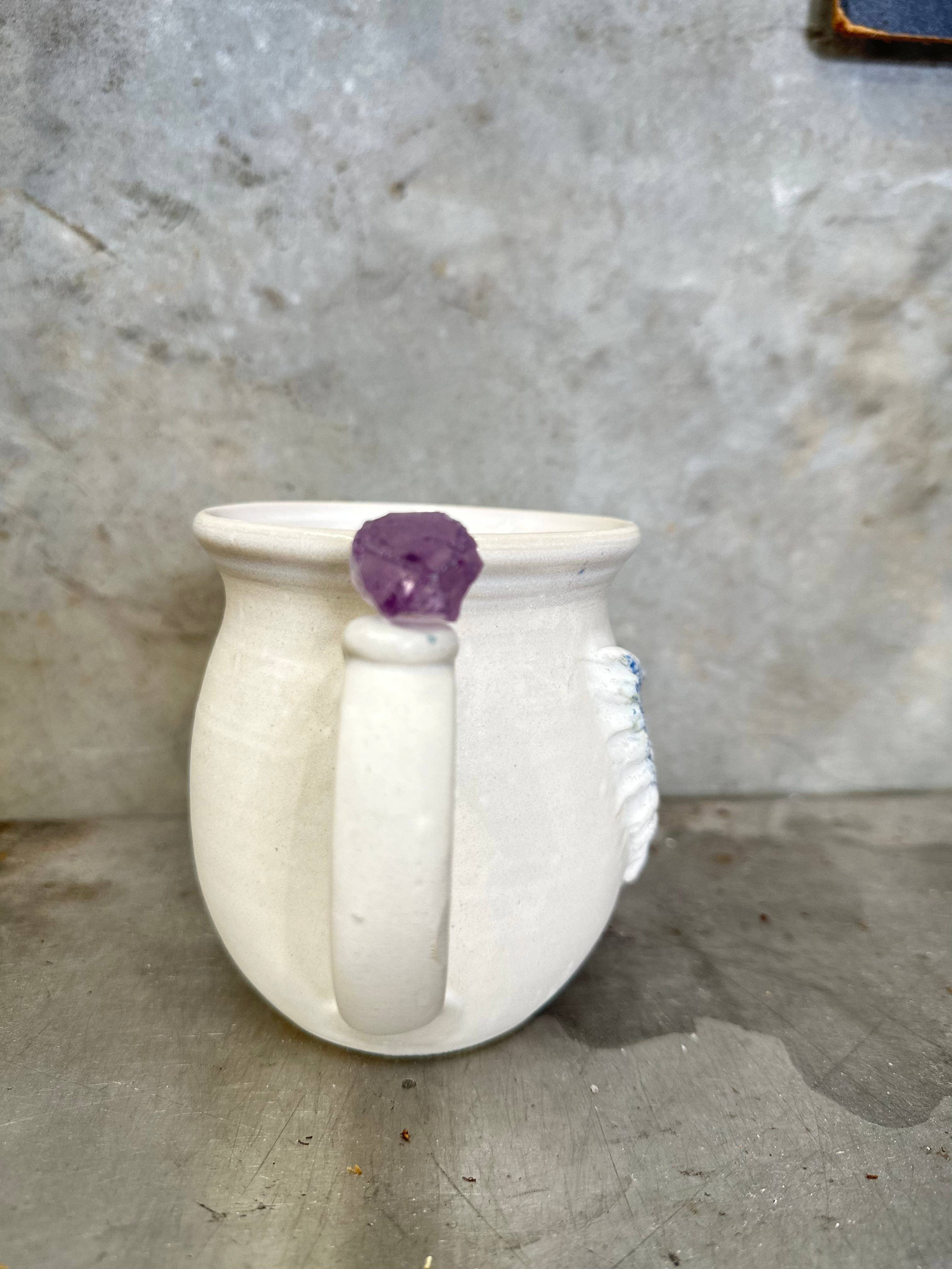 Carys Martin Ceramics - Wholesale Coffee Mug - Angel Wing Amethyst Crystal Mug2