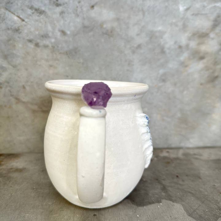Carys Martin Ceramics - Wholesale Coffee Mug - Angel Wing Amethyst Crystal Mug2
