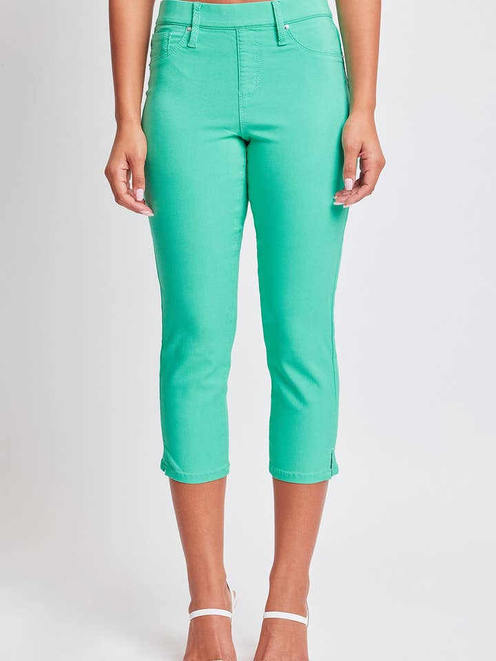 Hyperstretch Pull On Capri With Side Slit-C112631 for wholesale by YMI