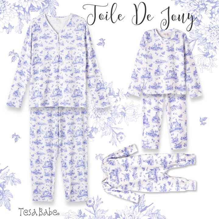 Tesa Babe - Wholesale Sleepwear Set - Kids - Toile de Jouy Girl's Bamboo Pajama Set - Mommy & Me