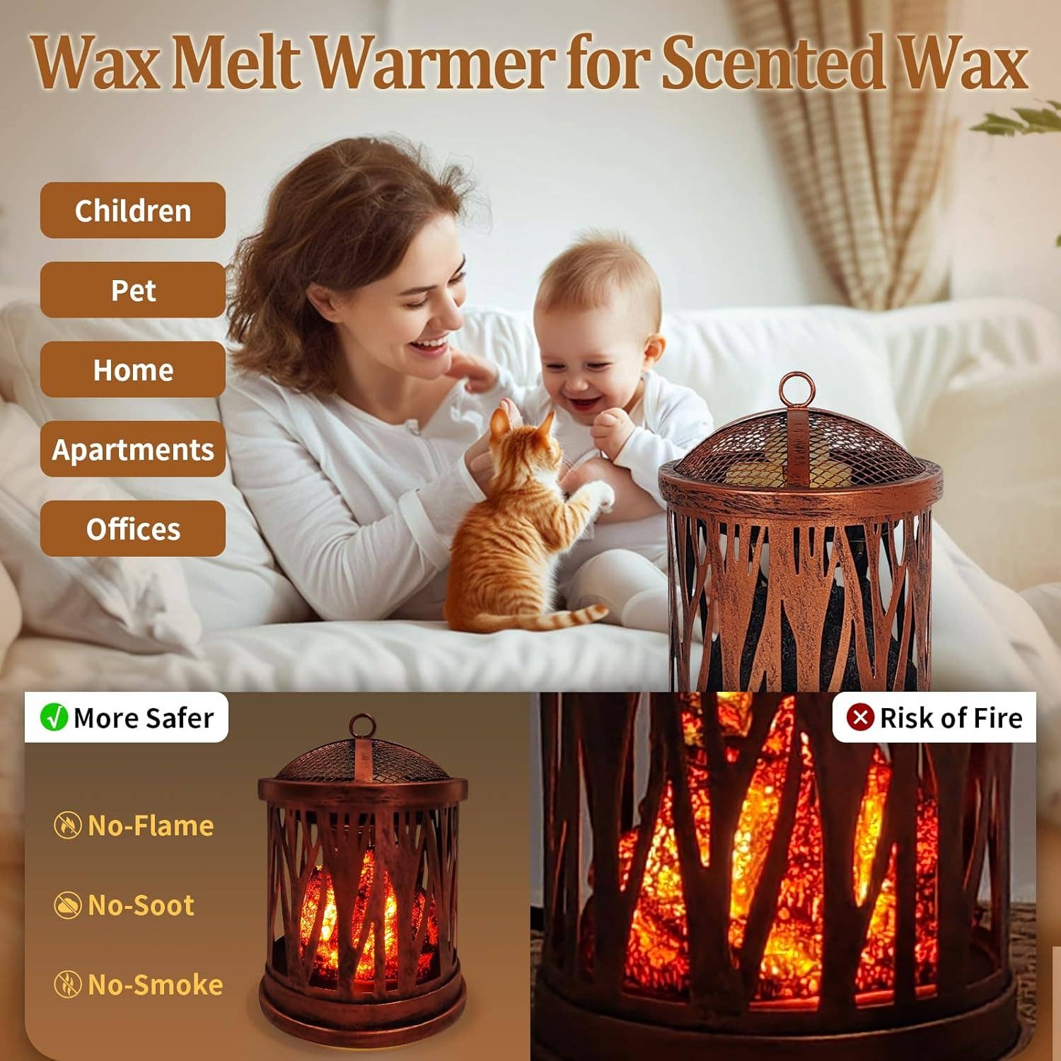 Liffy - Wholesale Wax Warmer - Copper Lantern Electric Wax Melt Warmer for Home Decor3