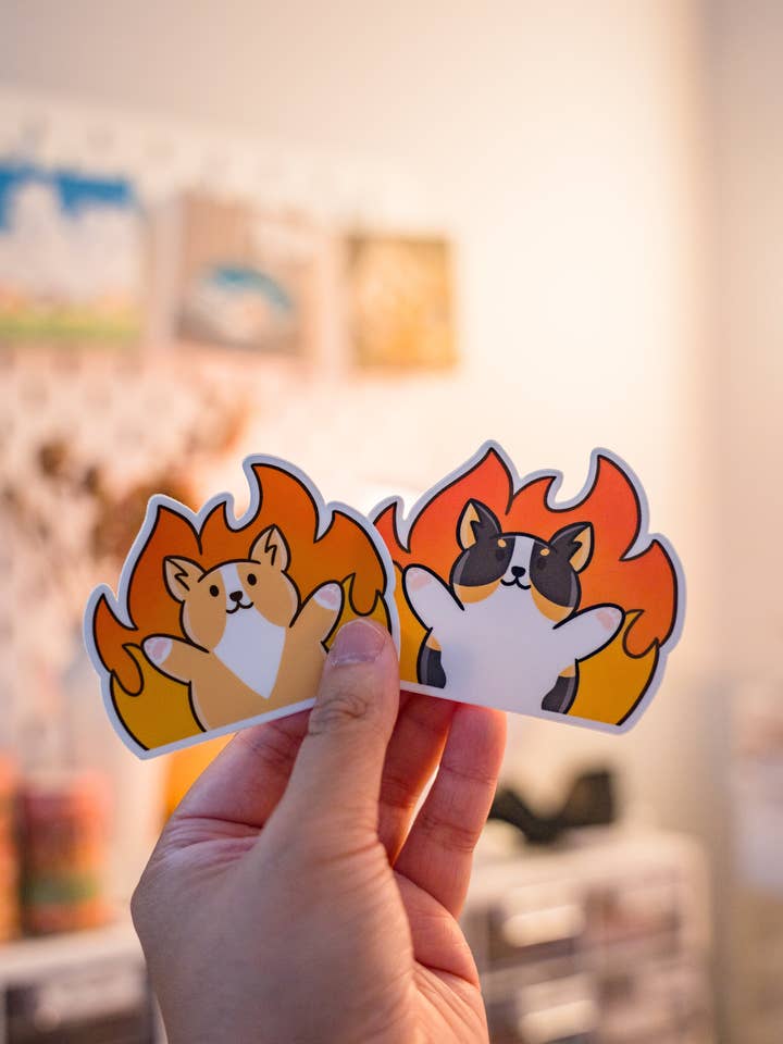 Arson Hellmo Corgi Vinyl Sticker for wholesale by LittleCorgo