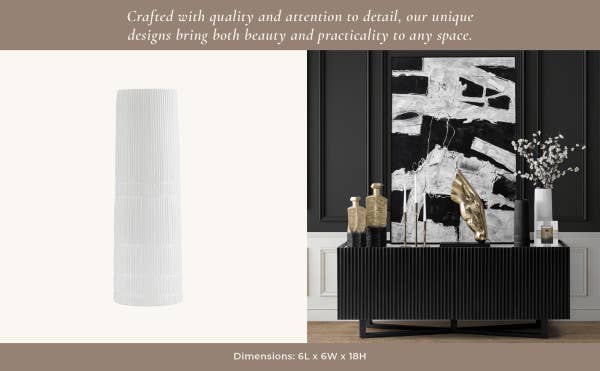 Sagebrook Home - Wholesale Vase - Ceramic Lined Cylinder Decorative Vase - White, 18 in.12