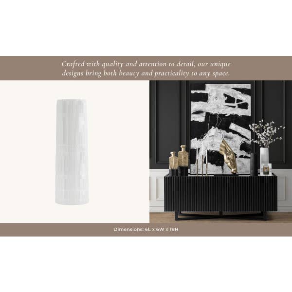 Sagebrook Home - Wholesale Vase - Ceramic Lined Cylinder Decorative Vase - White, 18 in.12