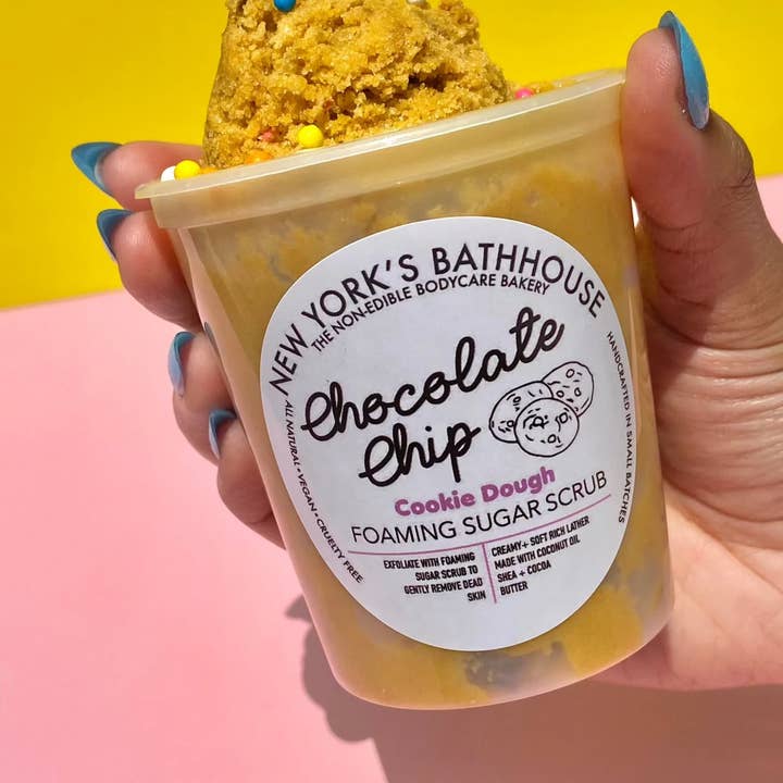 Chocolate Chip Cookie Dough Foaming Sugar Body Scrub for wholesale by New York’s Bathhouse