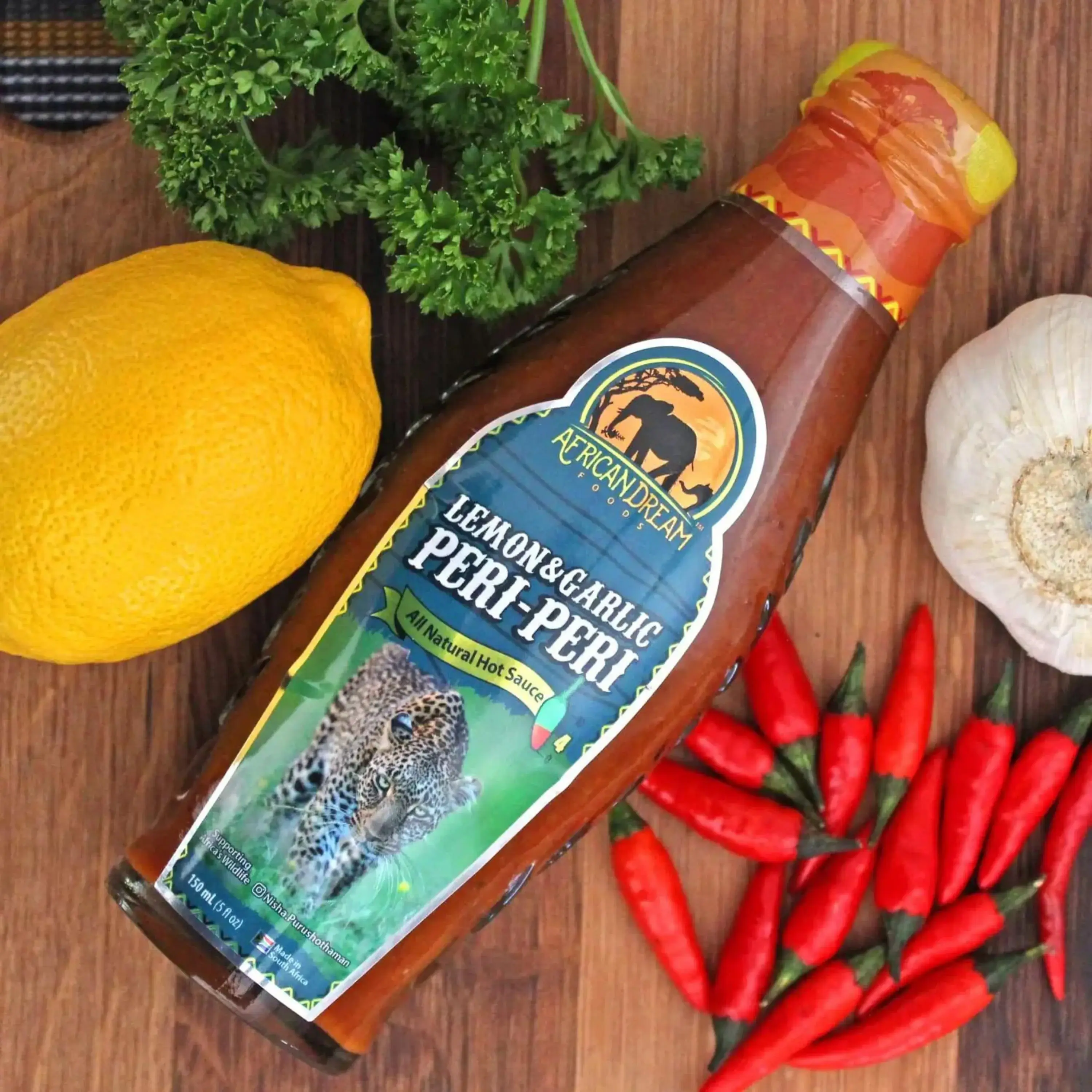 African Dream Foods - Wholesale Hot Sauce - Lemon & Garlic Peri-Peri Hot Sauce,5 fl oz (6 Units/Case)5