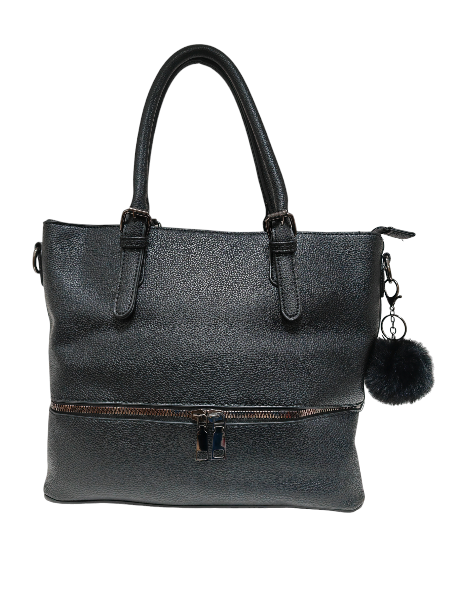 Superbia - Vente Tote bag – femme - Sac fourre-tout A4 en étain de taille moyenne avec pompon 6672-52
