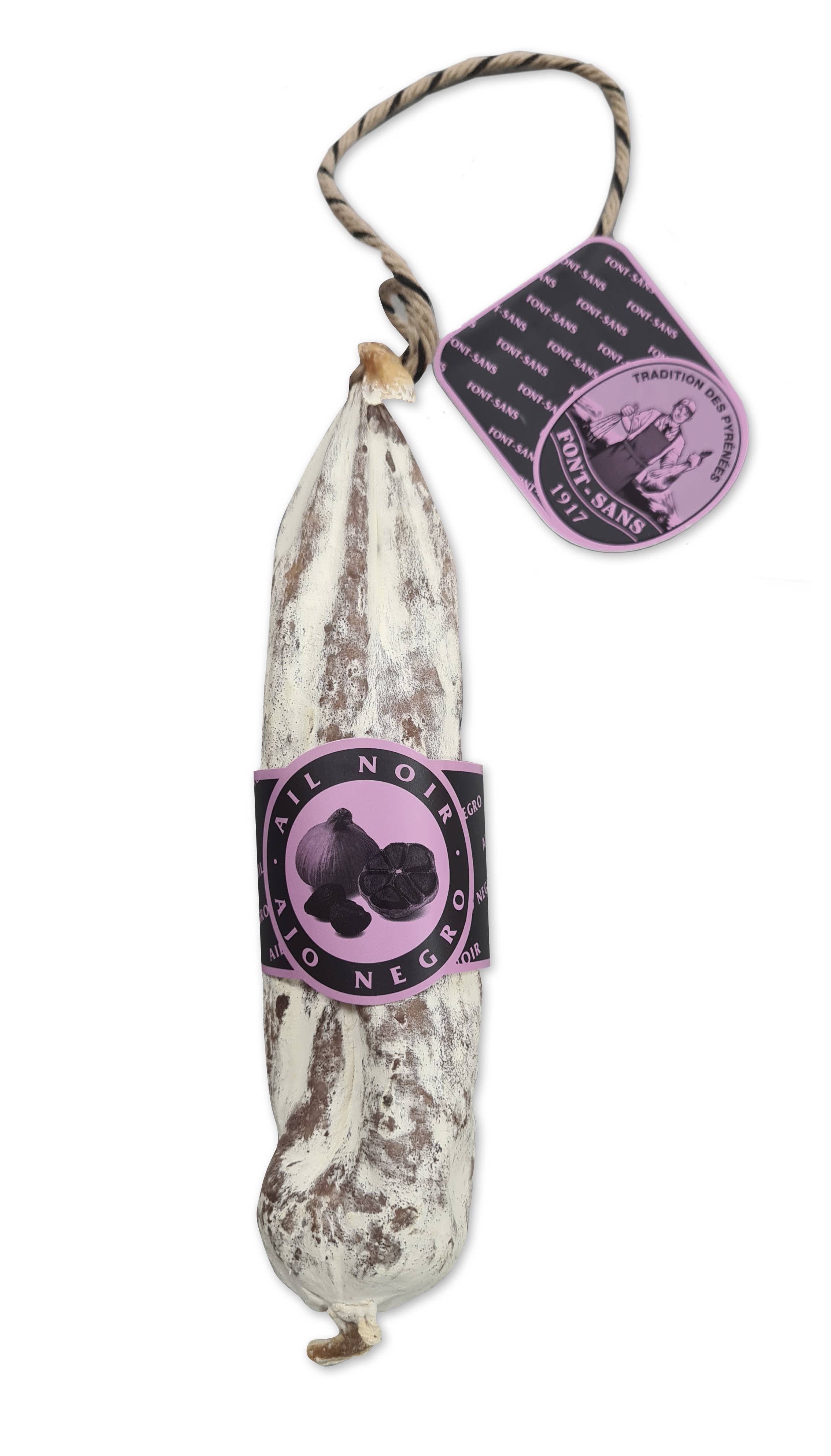 LuxFood-Shop - Wholesale Sausage - Gourmet peasant sausage with black garlic - Font-Sans1