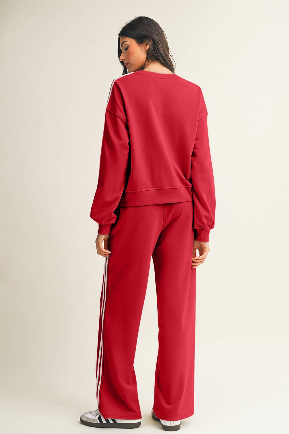 Little Daisy Closet - Wholesale Top & Pant Set (NOT Loungewear) - Women's -  LDC Striped Crewneck Pullover Sweatpants 2pcs Outfit1