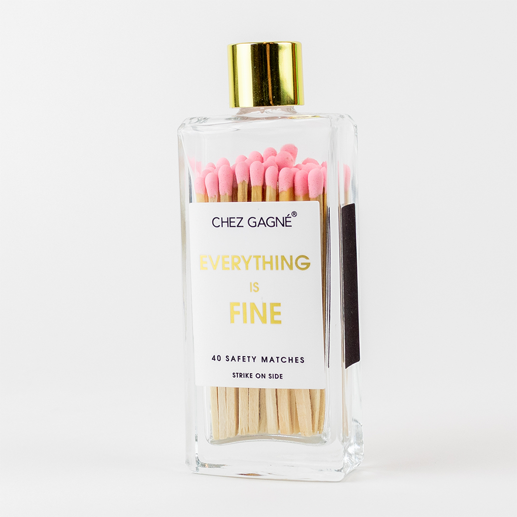 Chez Gagné - Wholesale Matches - Everything is Fine - Glass Bottle Safety Matches - Pink10