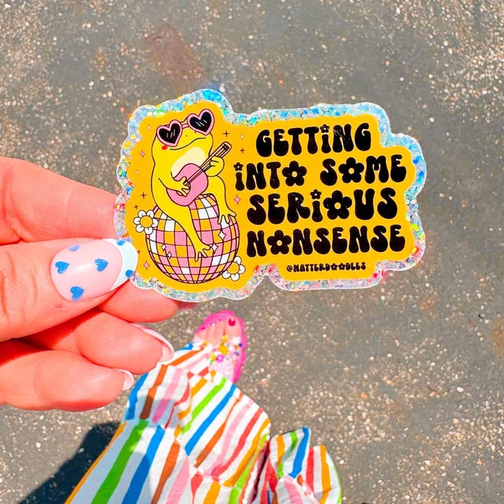 NatterDoodle - Wholesale Sticker - Getting Into Some Serious Nonsense Funny Frog Toad Sticker1