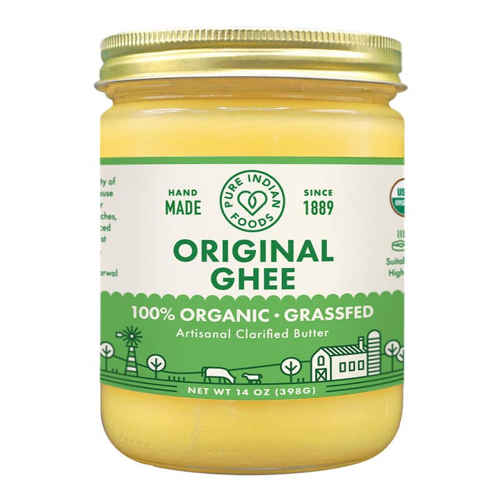 Pure Indian Foods - Wholesale Cooking Oil - Original Ghee, Grassfed and Certified Organic - 14 oz