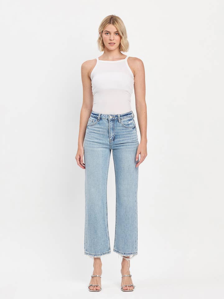 90'ERNES SUPER HØJE ANKEL SLANKE BREDE JEANS LV1128 for engroshandel hos Lovervet by VERVET