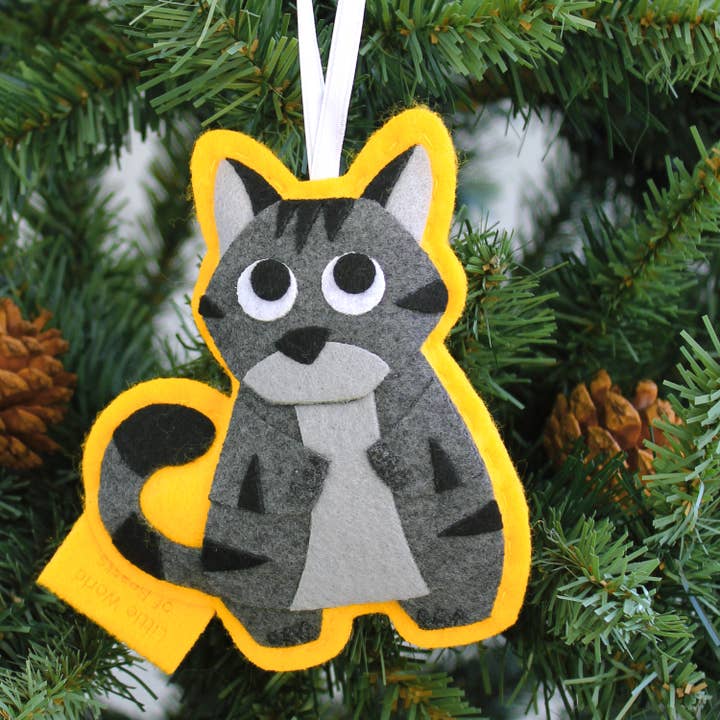 Hazel the Gray Tabby Ornament for wholesale by Little World of Beasts