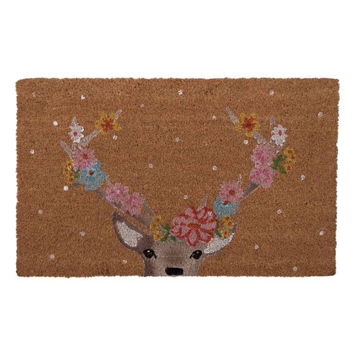 MC249 Door Mat 75x45 cm Brown PVS Coconut Fiber Deer for wholesale by Clayre & Eef