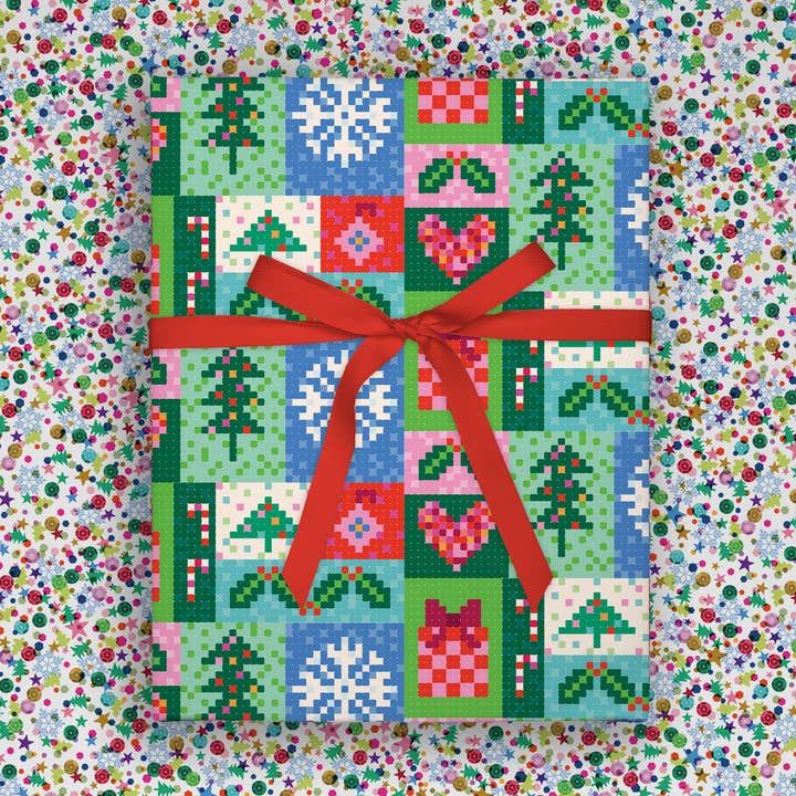 Melty Beads & Sequins | Christmas Flat Wrap | Double-Sided for wholesale by O.O.M.F. Creative