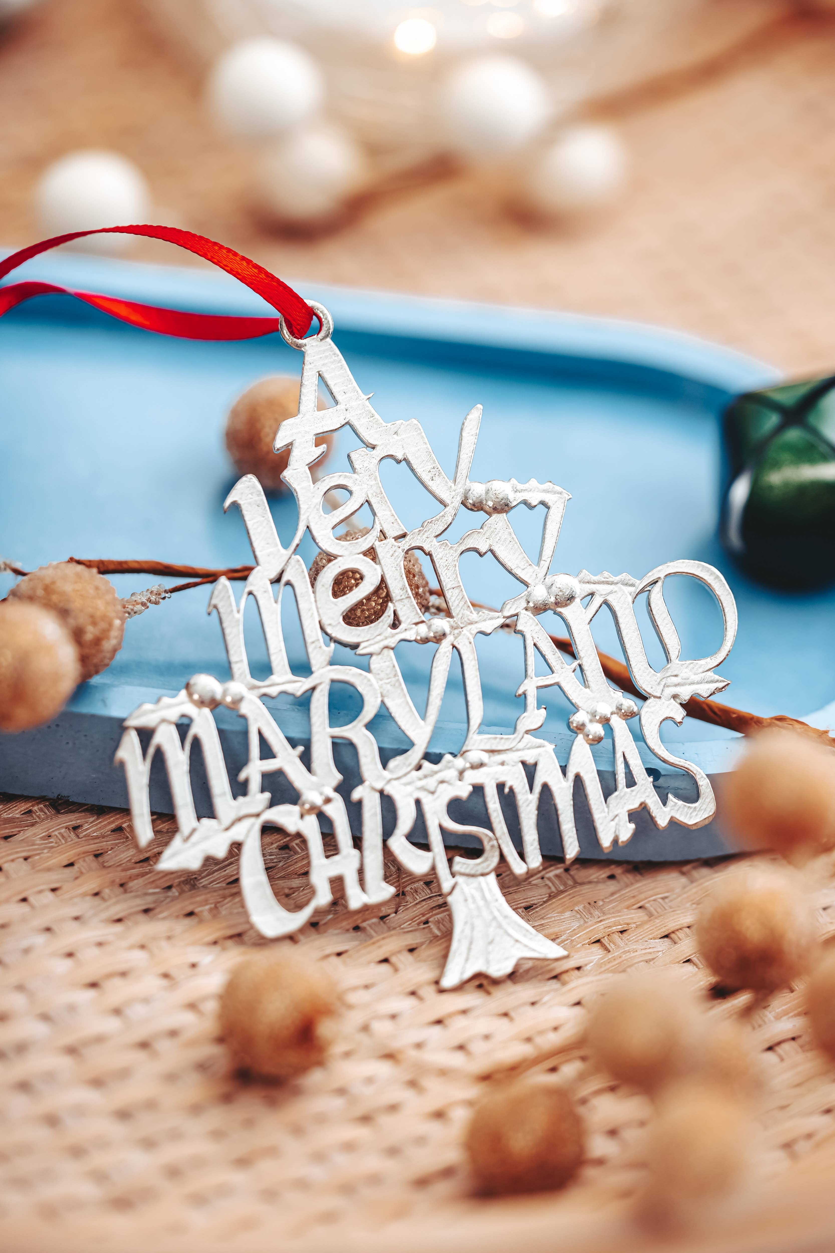 House of Morgan Pewter - Wholesale Ornament - Merry Maryland Christmas Ornament - Maryland Gifts2