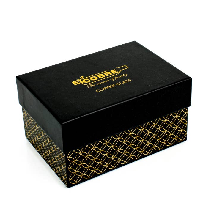El'Cobre-Ecozonelifestyle – Großhandel Trinkglas/Tasse – Kupfer-Gläser-Set Mid-Sequence im Geschenkbox (2 Gläser)5