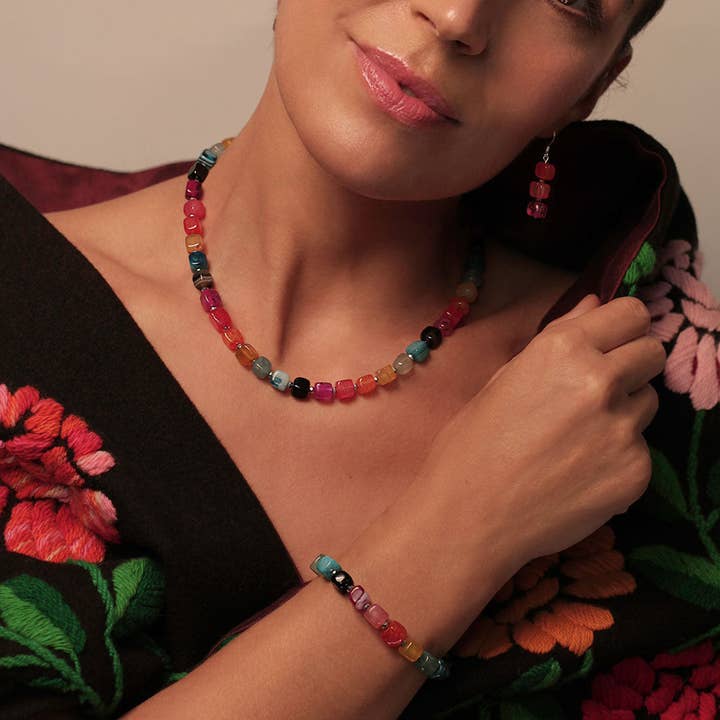 Colar de Cubos de Ágata Arco-Íris por atacado de Carrie Elspeth Jewellery