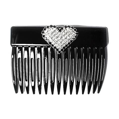 Rhinestone Heart on French Comb of Celluloid Acetate for wholesale by CARAVAN J NAHON IMPORT