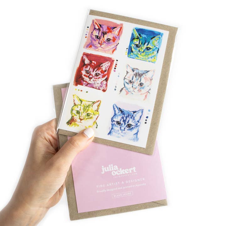 Julia Ockert - Wholesale Everyday greeting card - Quirky Cat Colour Swatches Greeting Card2