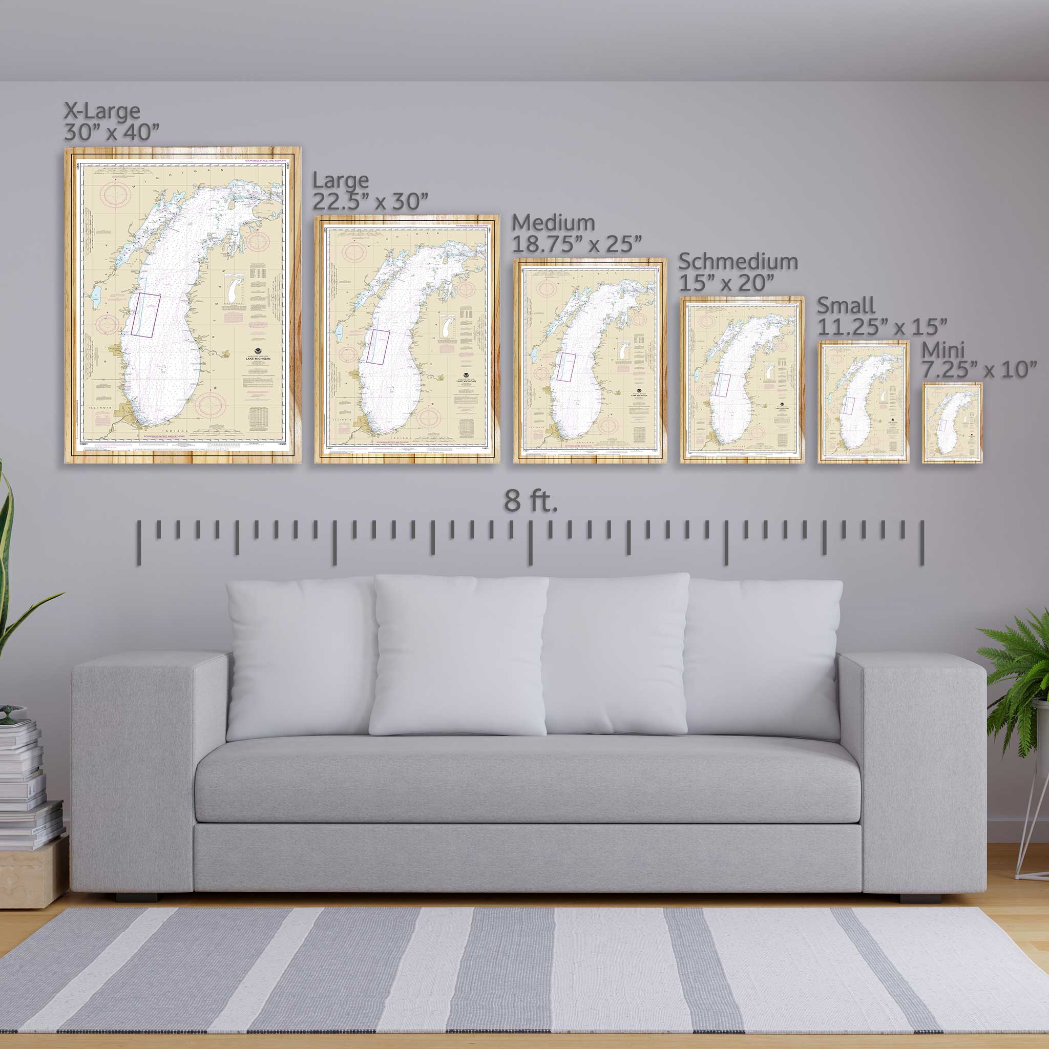 Fire & Pine - Wholesale Plattegrond - Nautische kaart van Lake Michigan (NOAA)6
