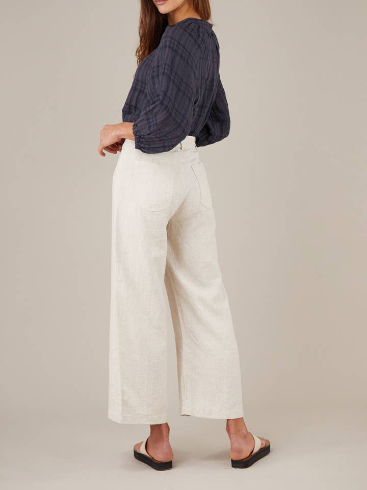 Pila Linen Blouse - Navy for wholesale on Faire2