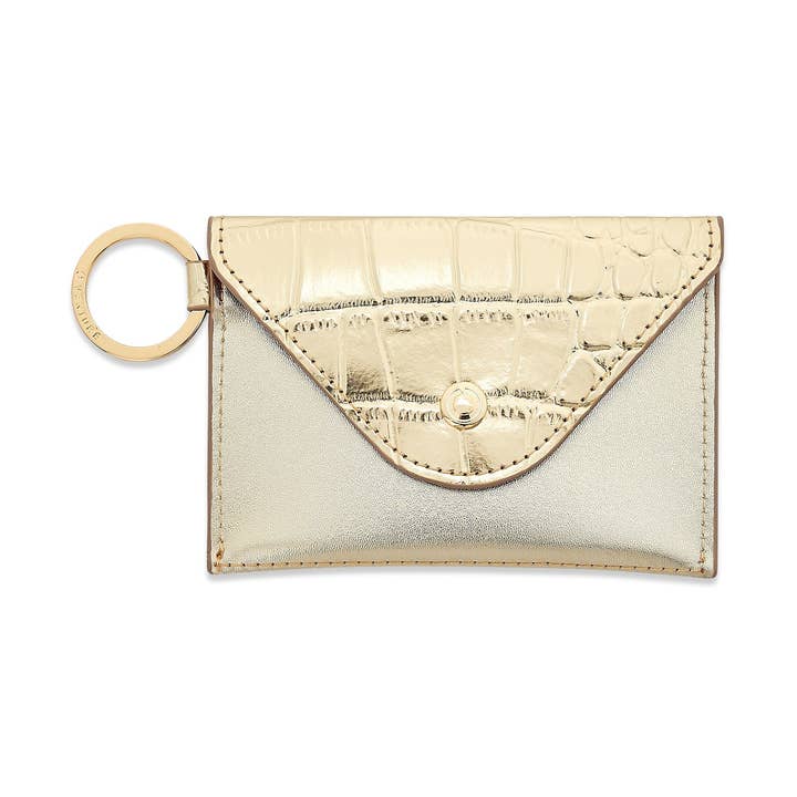 Keychain Wallet: Gold Leather Envelope Card Case for wholesale by Oventure