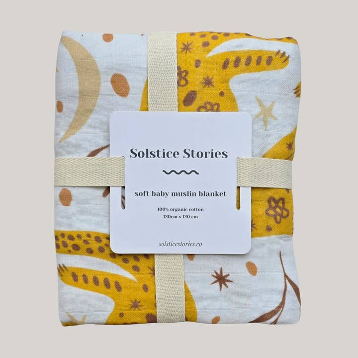 Large Organic Cotton Muslin Swaddle Blanket - Tigers for wholesale by Solstice Stories