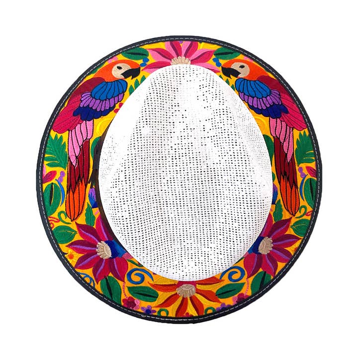Pichincha - Wholesale Straw Hat - Women's - Floral Parrot Embroidered Straw Sun Hat3