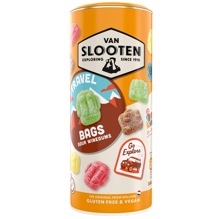 Van Slooten Travel Bags Sour Winegums 340g x19 for wholesale by Van Slooten