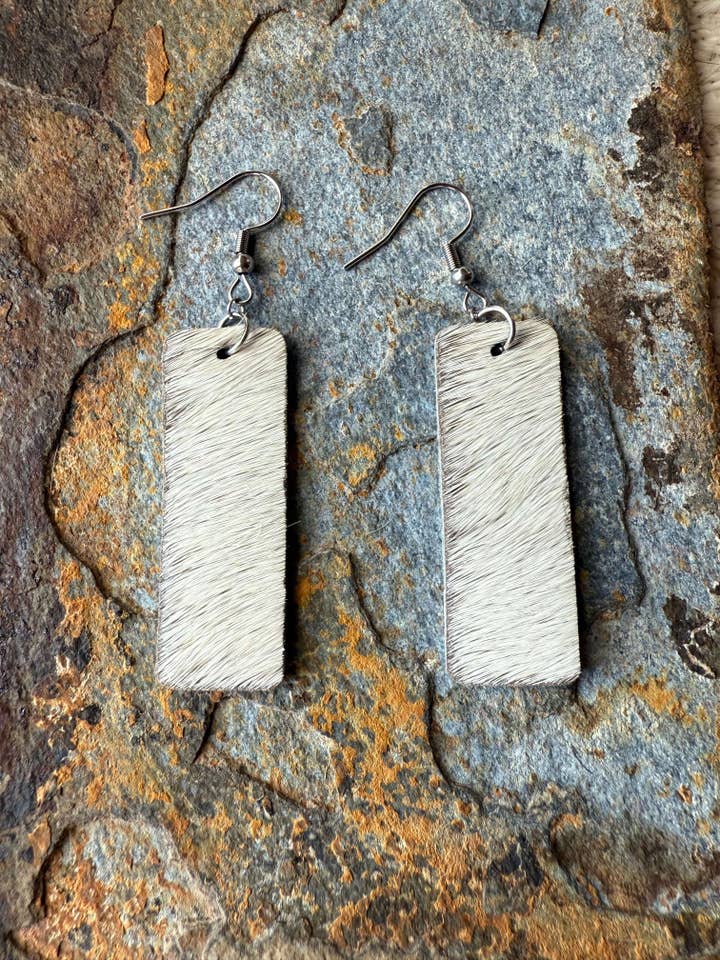 Cowhide Small Bar Earrings for wholesale by Wild Mountain Silver