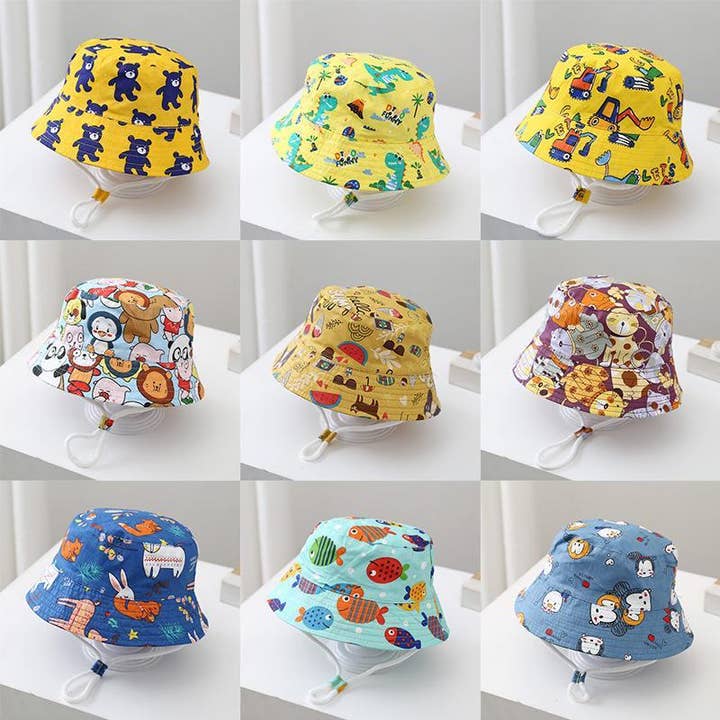 Summer Cartoon Print Children's Outdoor Mesh Hat for wholesale by KiddieKickz