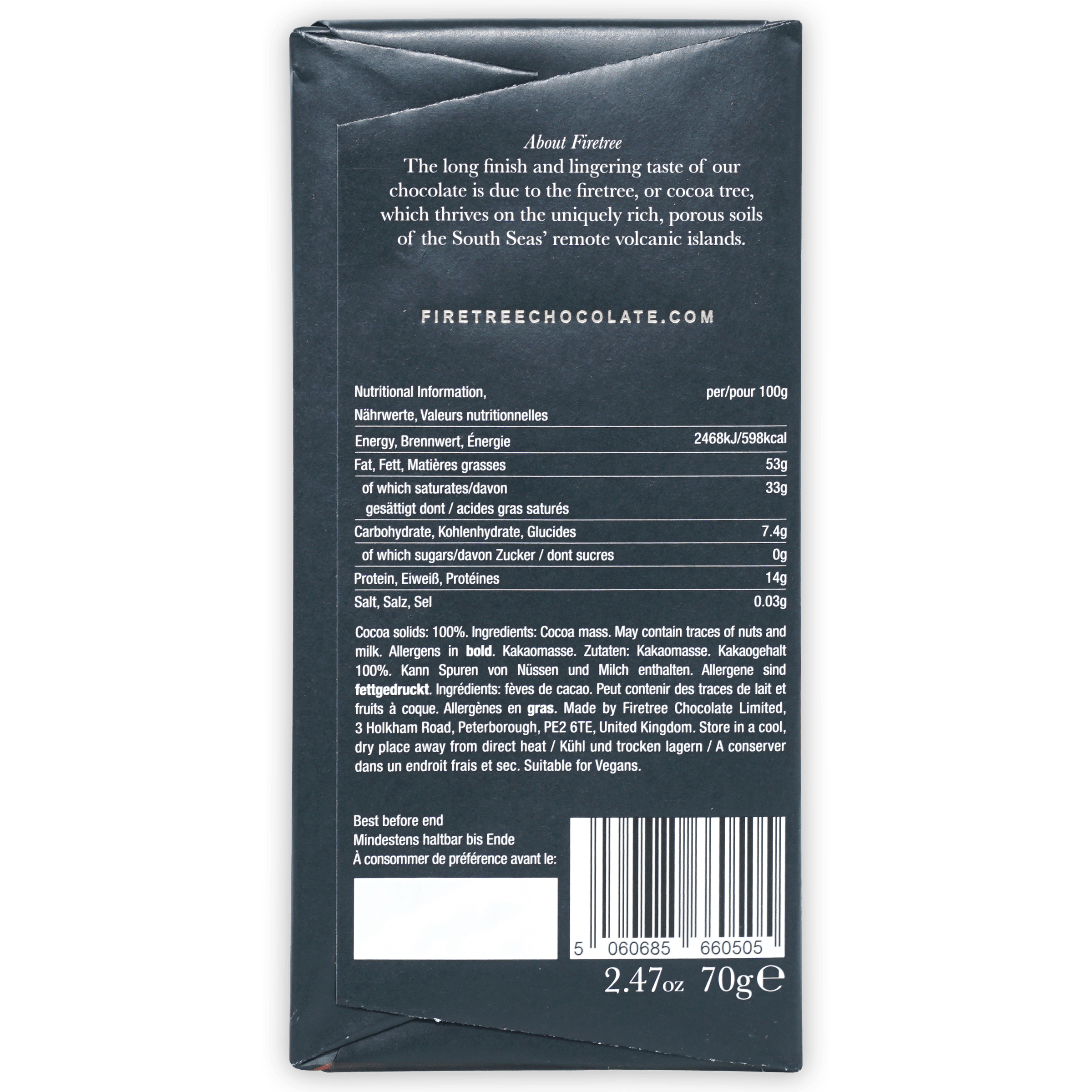 Bar & Cocoa Chocolate - Vente Barre chocolatée - Firetree Vanuatu Malekula Island 100% (chocolat volcanique)1