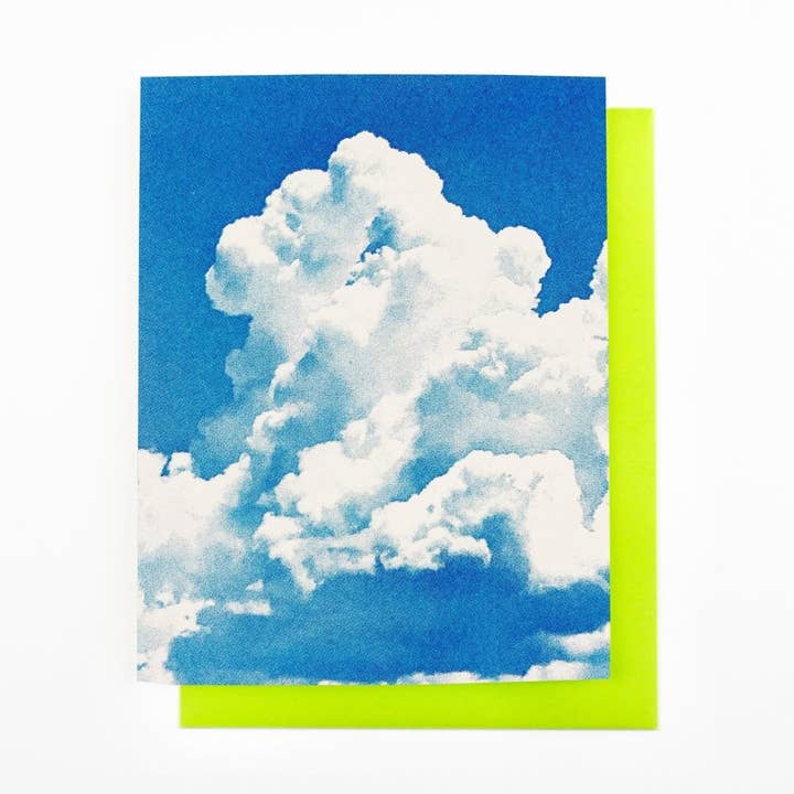 Southwest Clouds - Cumulus Congestus - Carte Risograph pour la vente par Next Chapter Studio