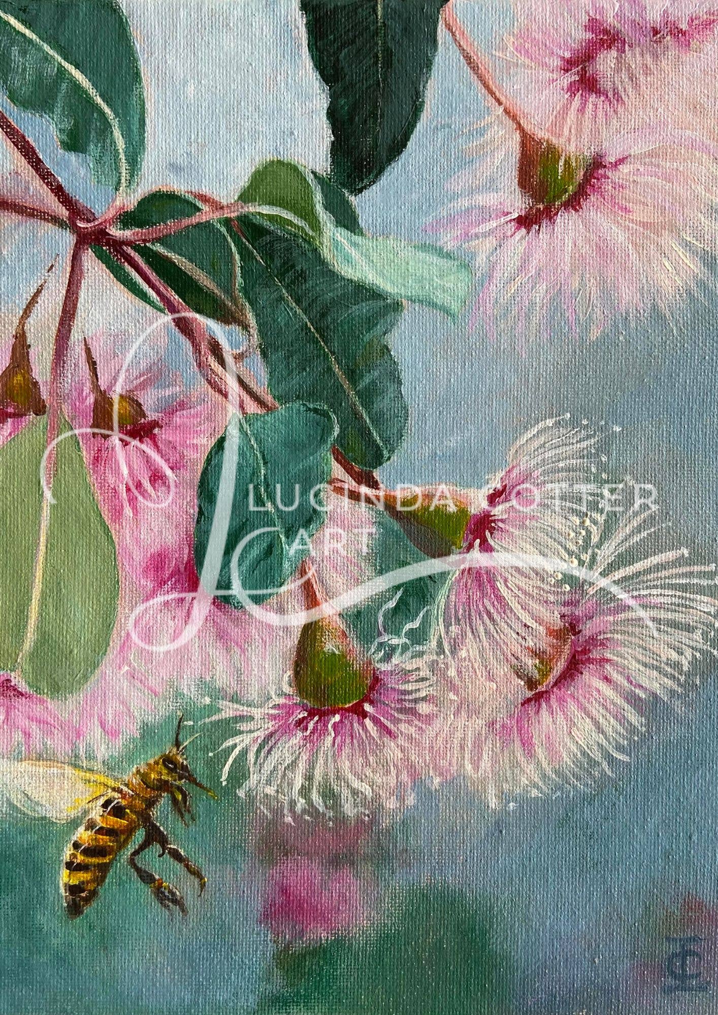 Lucinda Cotter Art - Vente Carte de vœux classique - Carte de vœux Fleurs de Gomme et Abeille1