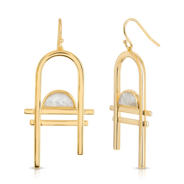 Carlyle Earrings - Mother of Pearl for wholesale by Glamrocks Jewelry