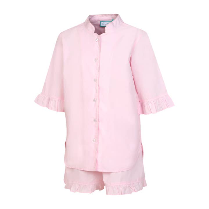 Pink a Boo Solid Mandarin Collar Sleeper Set, Women's for wholesale on Faire3