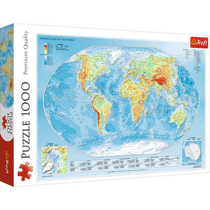 Puzzles de Puzzles 1000 Peças, Mapa Físico do Mundo, Puzzle da Terra com Países, Puzzles Adultos, Trefl 10463 por atacado de CASTORLAND by Bridge Toys
