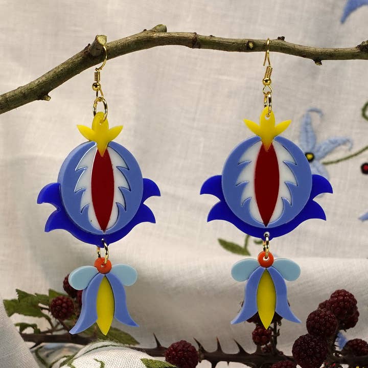 Brincos Kaszuby Poppy Polonês por atacado de MissJ Acrylic Couture