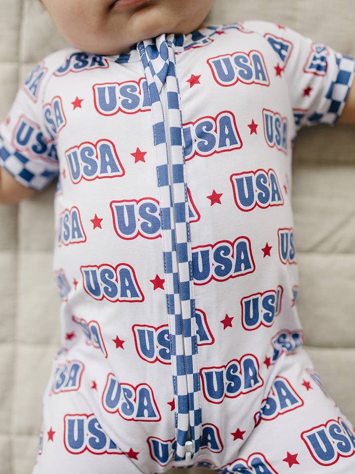 Bamboo Shorty Romper | USA for wholesale by Lucky Panda Kids