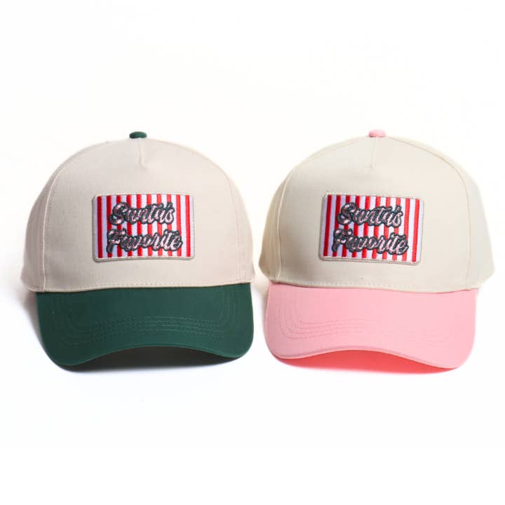 Christmas Holiday SANTA'S FAVORITE Patch Two Tone Cap for wholesale by David And Young