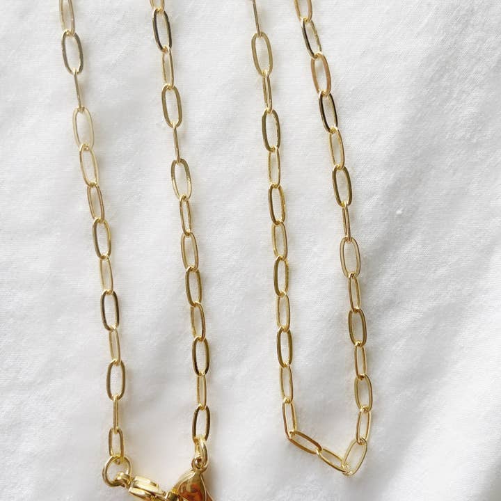 Gold Plated Simple Paperclip Link Mask Up Chain for wholesale by Lily Max Jewelry