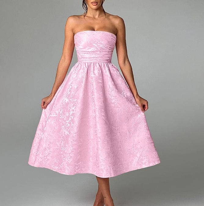 Rosa Clothing - Wholesale Dress - Women's - Jacquard satin swing cami dress4