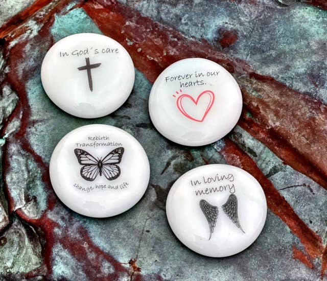 SHOPGIVECOURAGE - Wholesale Spiritual Stone/Crystal - Grief & Pet Grief Imprinted Glass Stones(40)Display Optional1