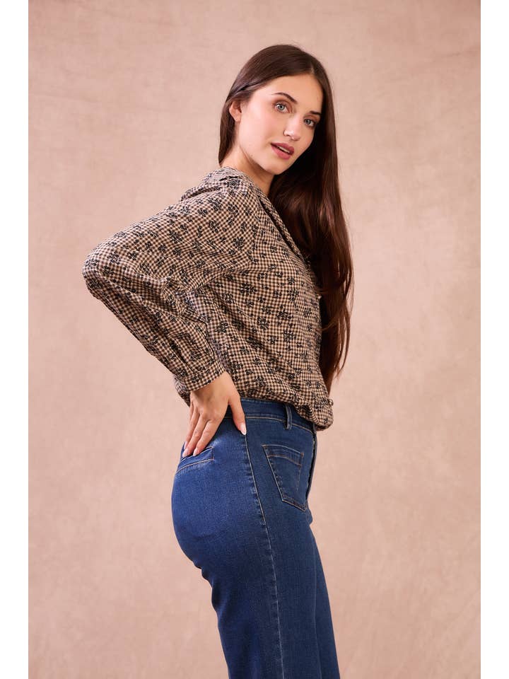 Calie Paris – wholesale Blouse – Women’s – ALAIN Blouse – Checked Cotton with Retro Charm6