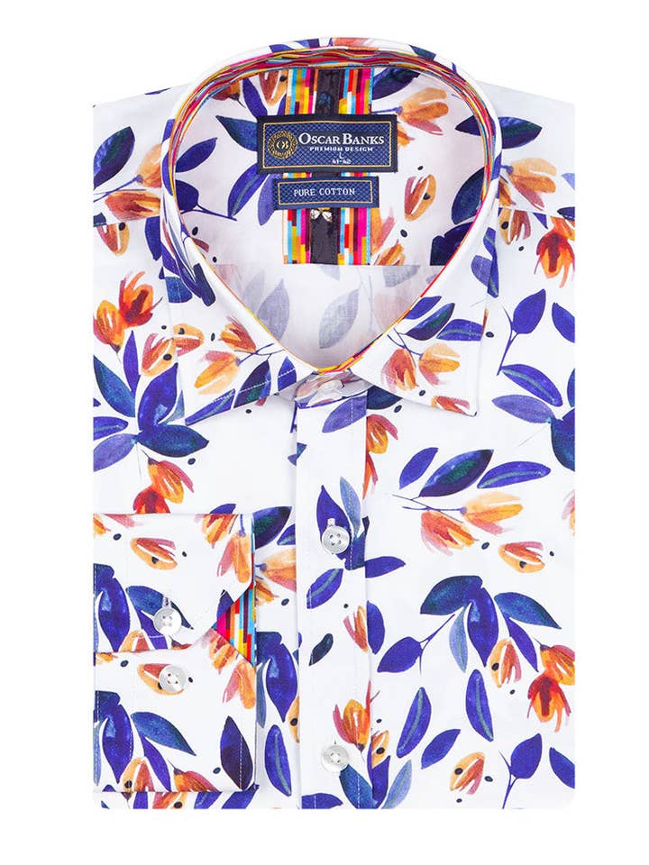 Imprimé de feuilles d'olivier blanches avec mouchoir assorti pour la vente par Makrom