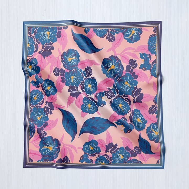 Tropicana Blossom, Lenço Quadrado/Wrap/Xale Boho Luxuoso, Feito por Encomenda, Artesanal e Livre de Crueldade por atacado de Ebon et Noir LLC