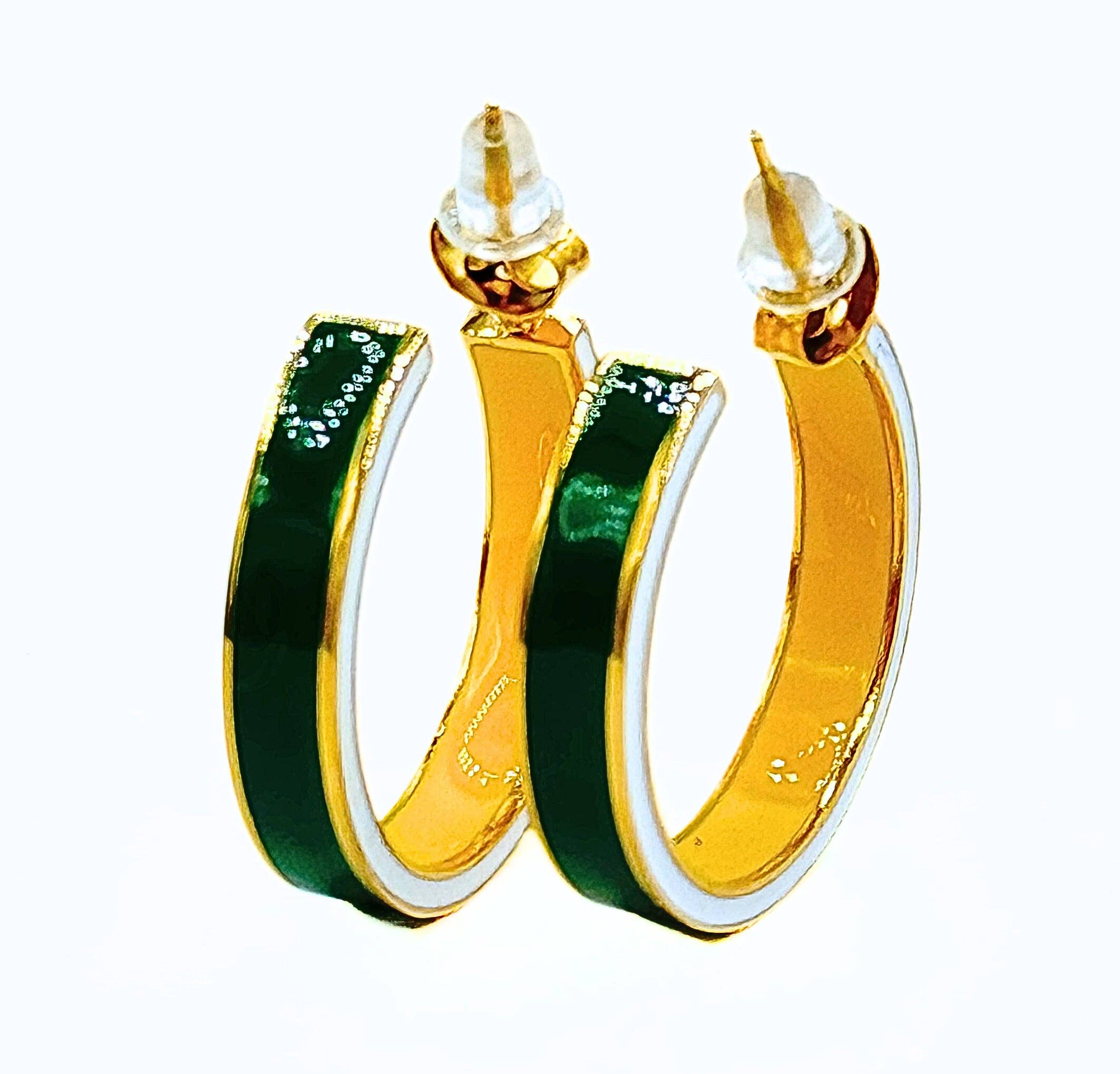 Color Shout - Wholesale Hoop Earrings - E206 - NDSU : North Dakota State University 50/50 Enamel Hoops